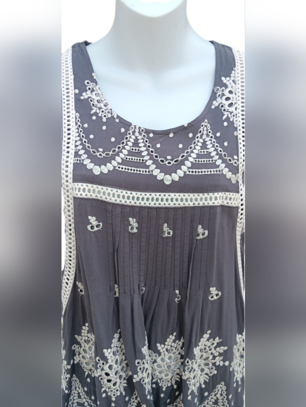 Sundance Mini Dress/Tunic Gray and White Size S - Picture 2 of 5